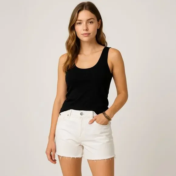 EUC White Denim Rhythm in Blues Sz 8 Distressed/Cutoff Look Shorts - Picture 2 of 11